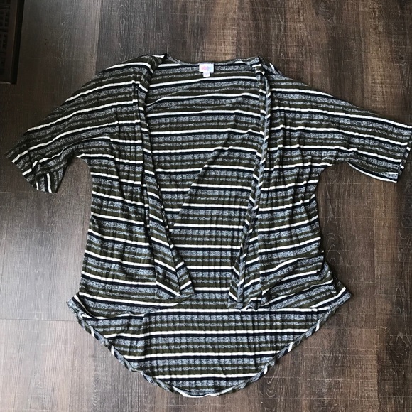 LulaRoe striped short sleeve cardigan - Picture 1 of 4